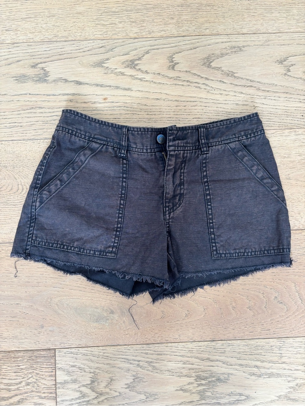 Free People Brown Denim Frayed Hem Shorts